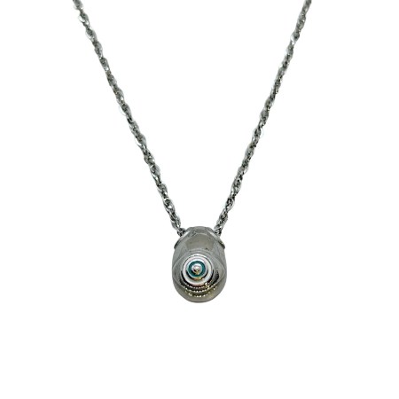 necklace steel silver egg with eye